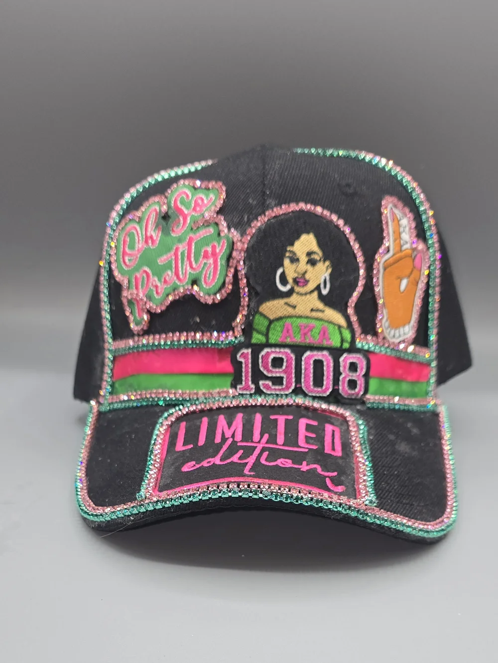 Limited Edition Black & Pink Embellished Baseball Cap - AKA 1908